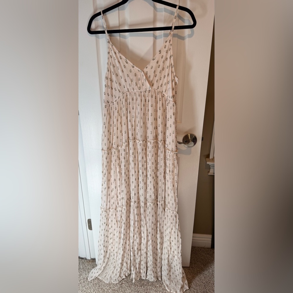 En Creme Cream Patterned Maxi Dress